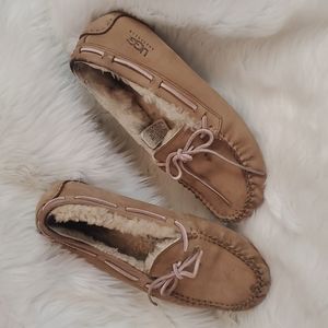 UGG Australia brown leather suede slippers flat shoes women size 7